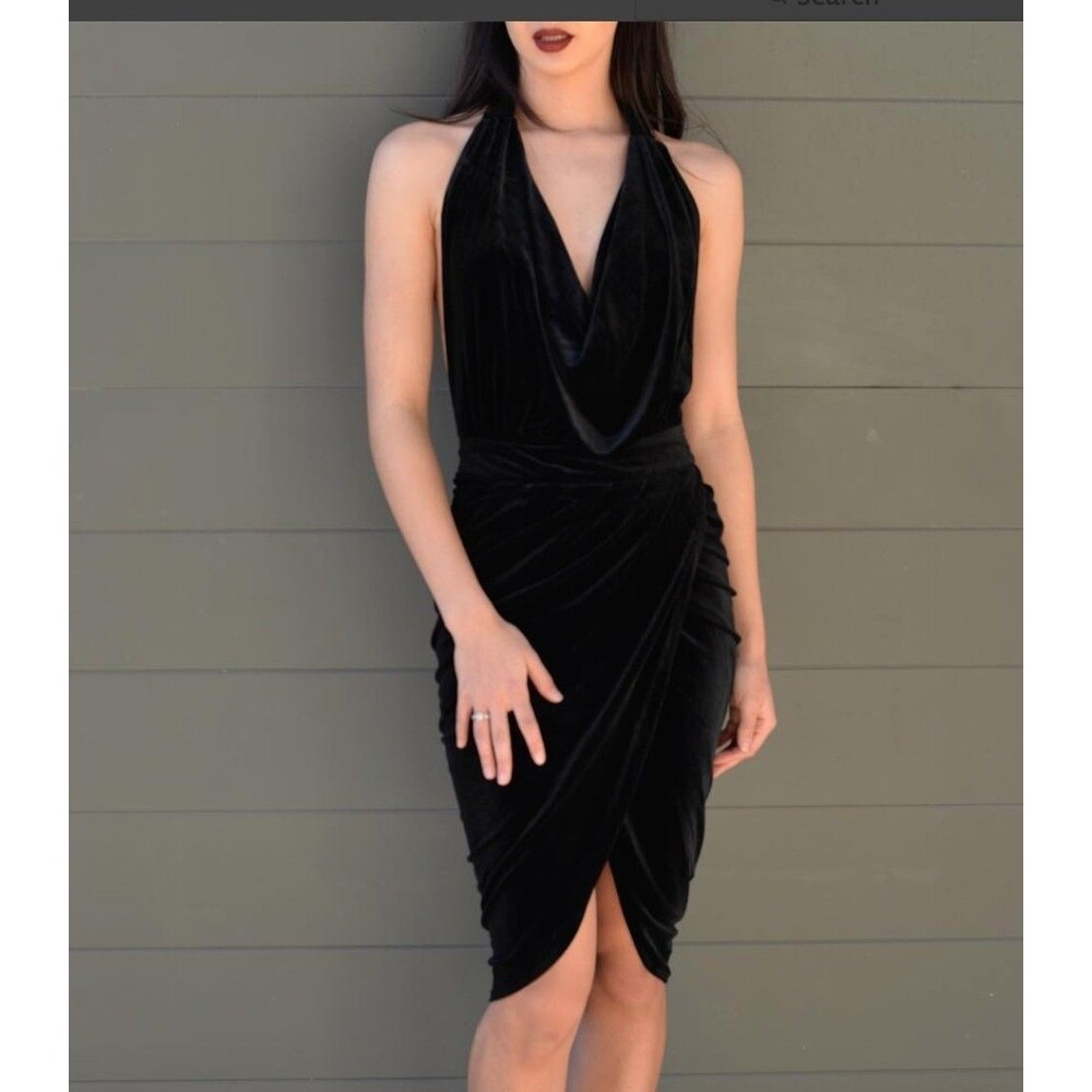 White Closet Velvet Halter Dress